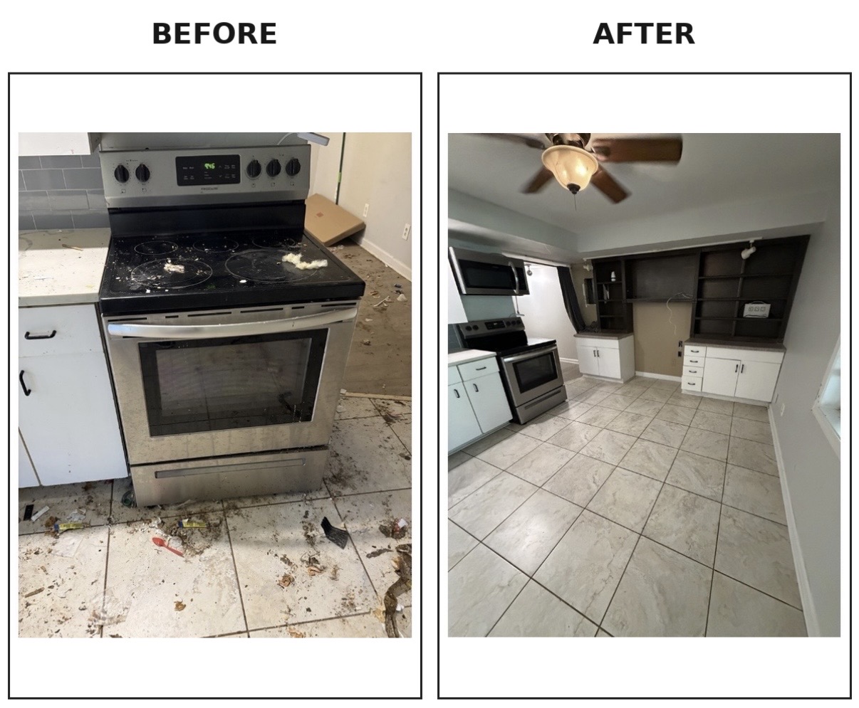 Stove and kitchen: before and after house cleaning by Kirsten