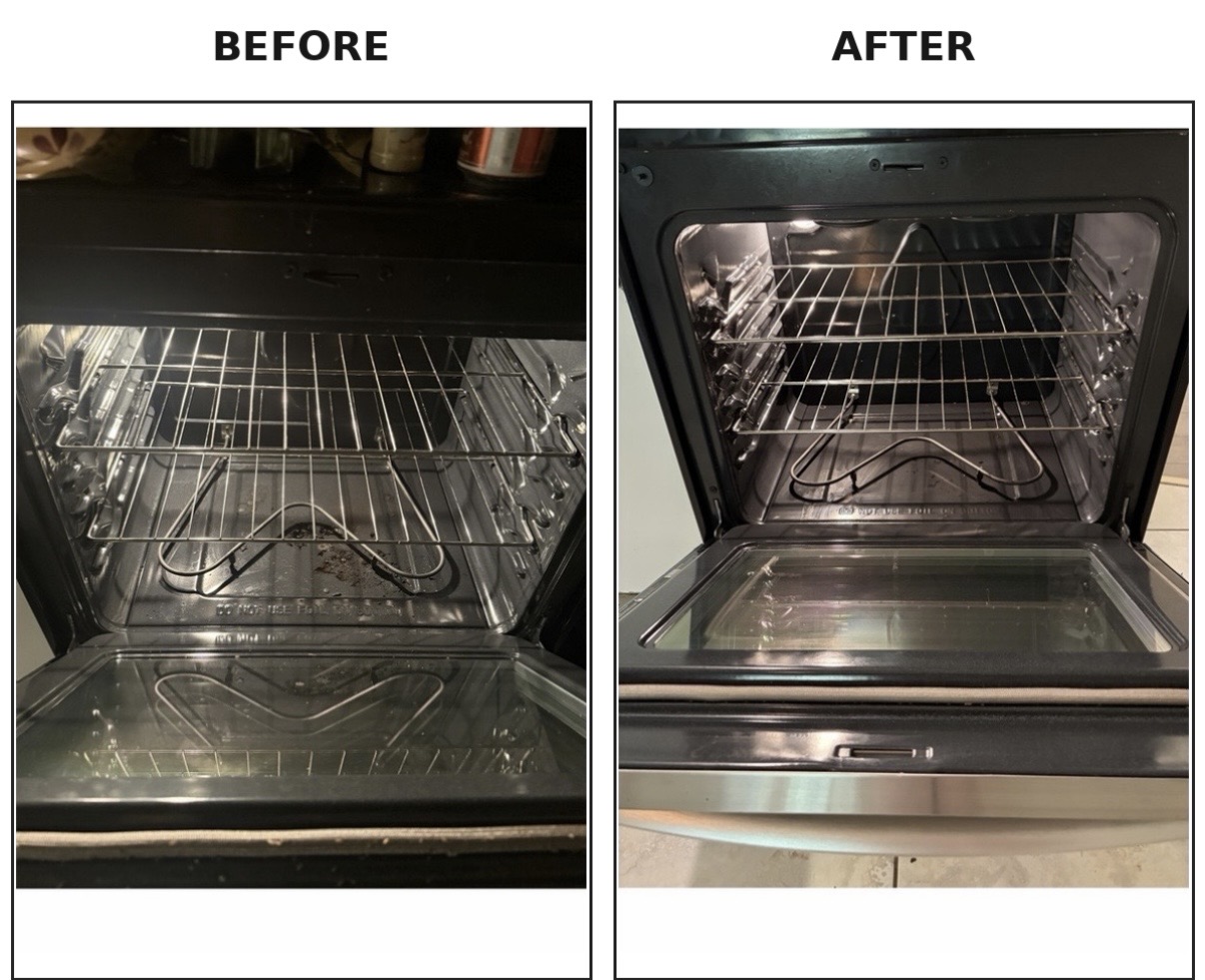 Oven interior: before and after house cleaning by Kirsten