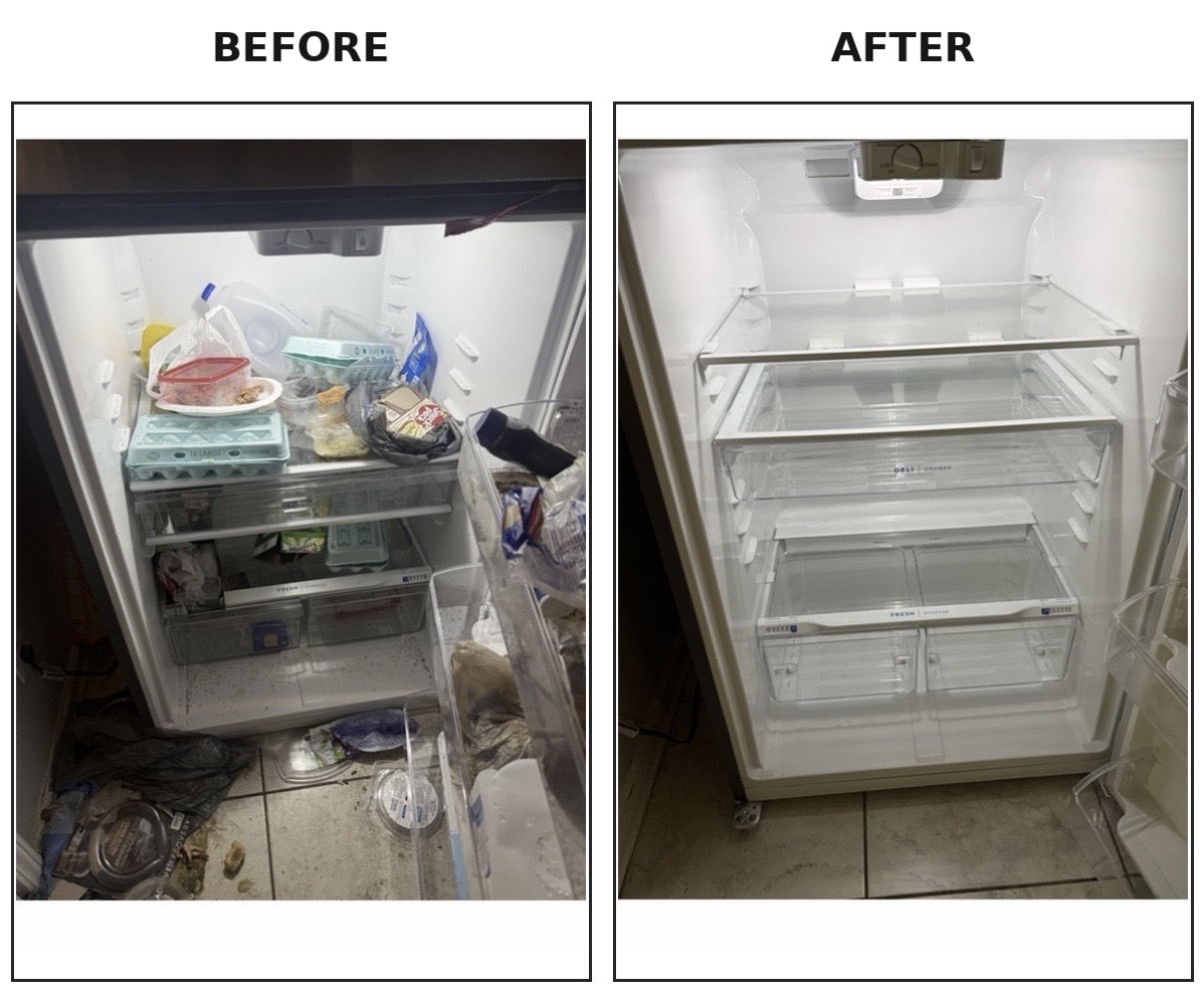 Refrigerator interior: before and after house cleaning by Kirsten